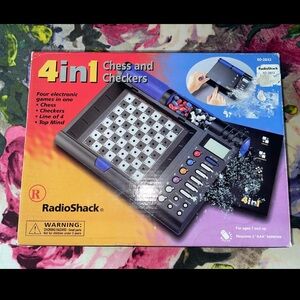 RadioShack 4-in-1 Chess and Checkers Game - Black and Blue